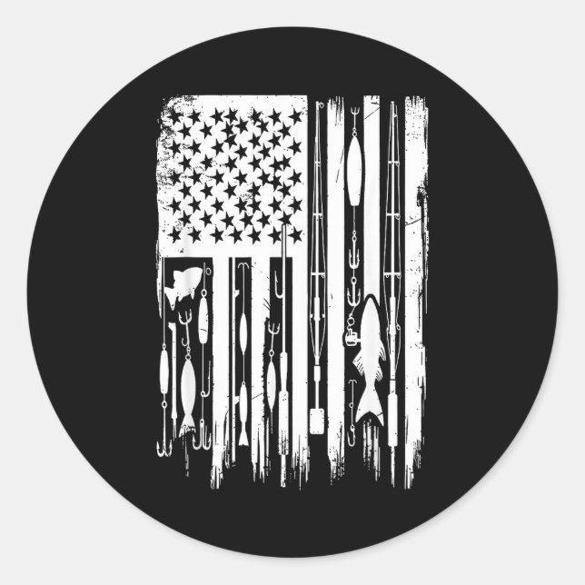 Outdoor Fishing American Flag Fisherman Fish Lover Runder Aufkleber (Vorderseite)