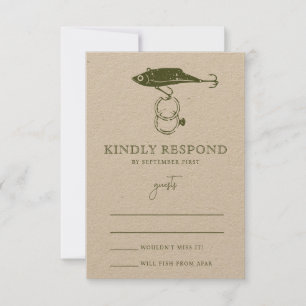 Outdoor Fishing Lure Hook Wedding Ring Kraft RSVP Karte