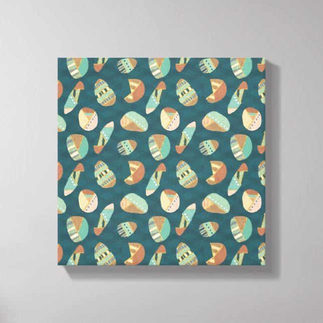 Outdoor Geo Step | Blaues Muster Leinwanddruck (Vorderseite)