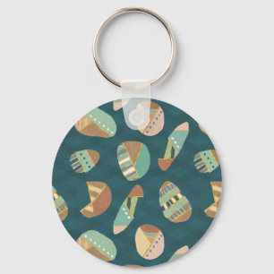 Outdoor Geo Step Blaues Muster Schlüsselanhänger