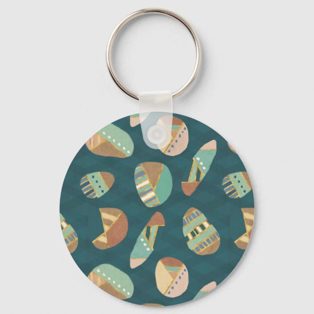 Outdoor Geo Step | Blaues Muster Schlüsselanhänger (Vorderseite)