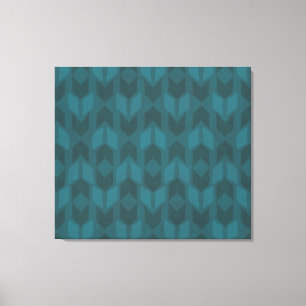 Outdoor Geo Step   Dunkles Aquamarines Muster Leinwanddruck