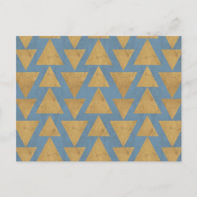 Outdoor Geo Step | Gold & Blue Muster Postkarte (Vorderseite)