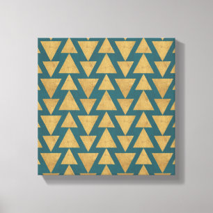 Outdoor Geo Step Gold & Dark   Teal Pattern Leinwanddruck