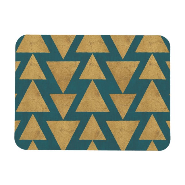 Outdoor Geo Step Gold & Dark | Teal Pattern Magnet (Horizontal)