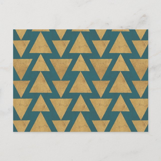 Outdoor Geo Step Gold & Dark | Teal Pattern Postkarte (Vorderseite)