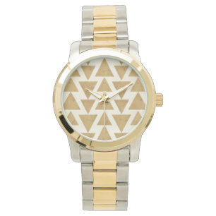 Outdoor Geo Step Gold Geometric Pattern Armbanduhr