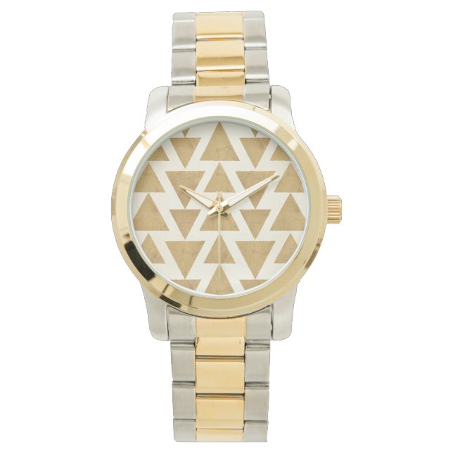 Outdoor Geo Step Gold Geometric Pattern Armbanduhr (Vorderseite)