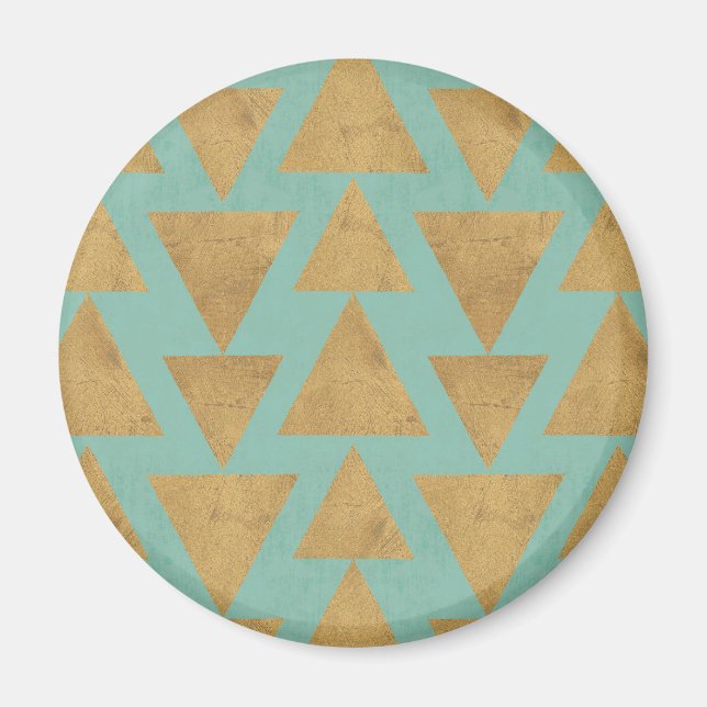 Outdoor Geo Step Gold & Teal Pattern Magnet (Vorne)