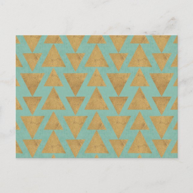 Outdoor Geo Step Gold & Teal Pattern Postkarte (Vorderseite)
