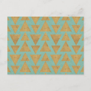 Outdoor Geo Step Gold & Teal Pattern Postkarte