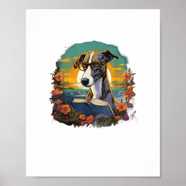 Outdoor Greyhound Dog Reading Book Poster (Vorne)