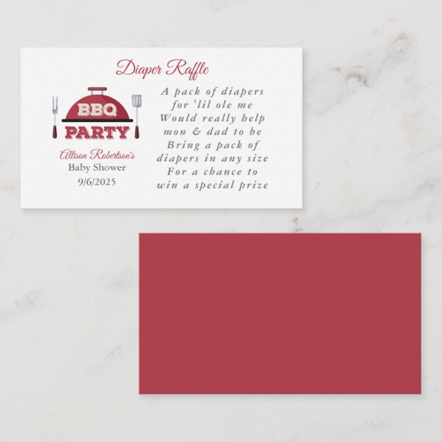 Outdoor GRILLEN Baby Shower Diaper Umschließung C Begleitkarte (Vorne/Hinten)