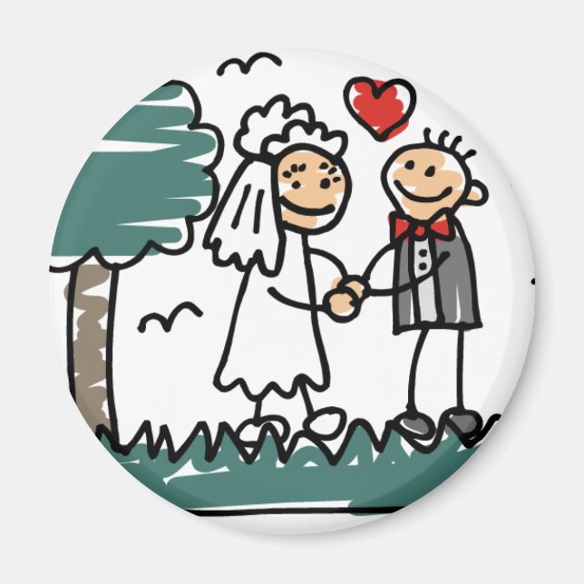 Outdoor Hochzeit Outside Nature Green Wedding Magnet (Vorne)