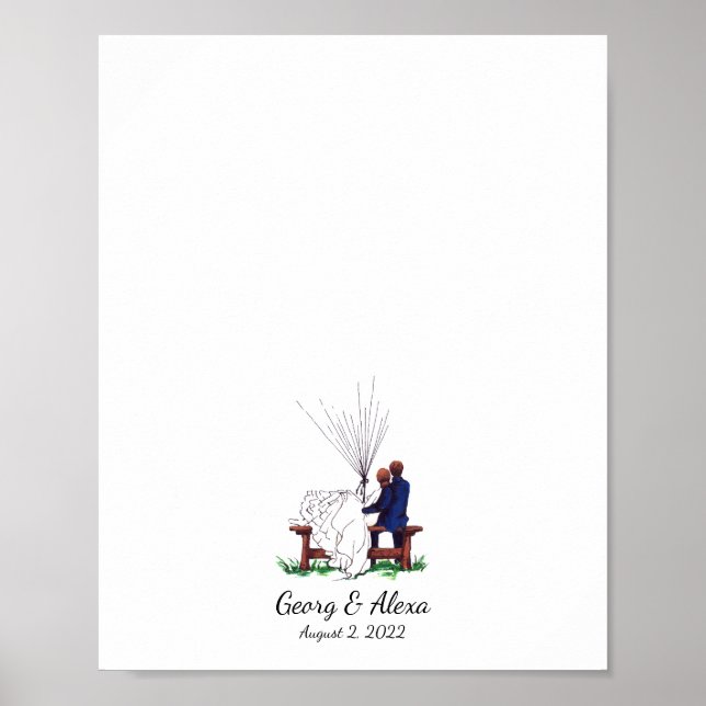 Outdoor Liebe Wedding Couple Fingerprint Guest Boo Poster (Vorne)