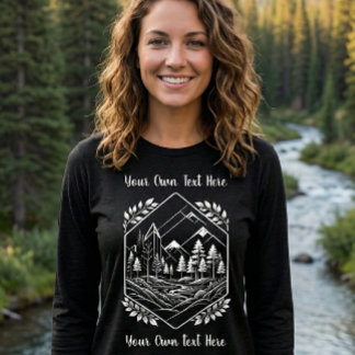 Outdoor Line Art Mountain Adventure Your Text Tri-Blend Shirt