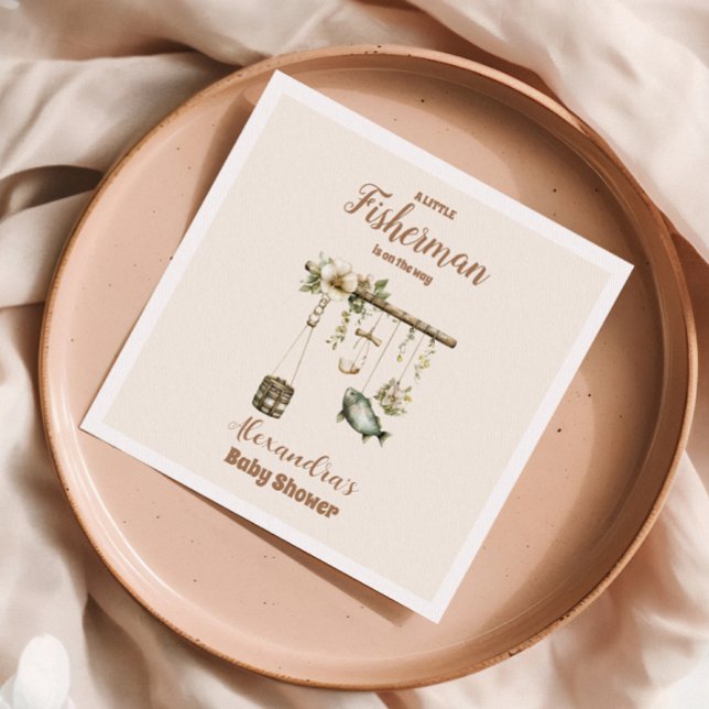 Outdoor Little Fisherman Fishing Baby Shower Serviette (Von Creator hochgeladen)