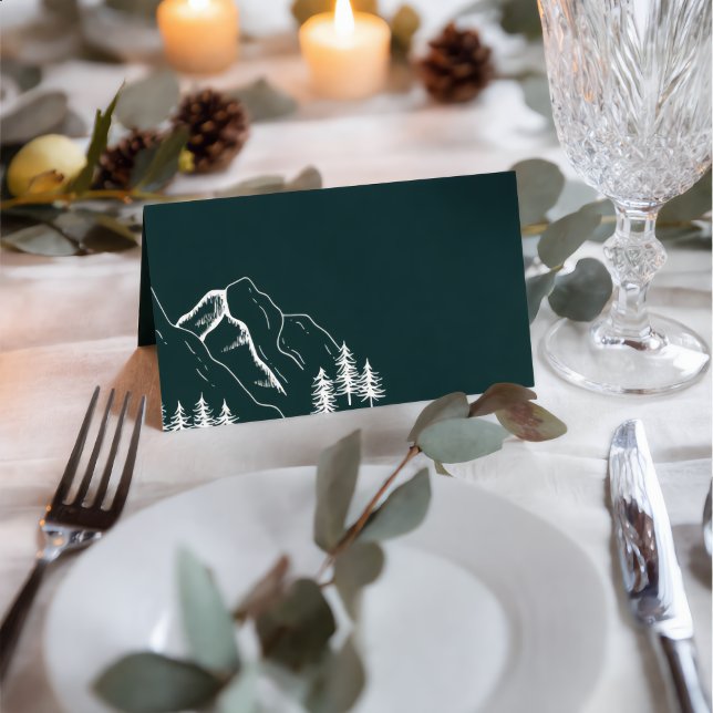 Outdoor Mountain Pine Tree Hochzeitsleder Platzkarte (Von Creator hochgeladen)