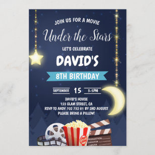 Outdoor Movie Night Boy Geburtstagsparty Einladung