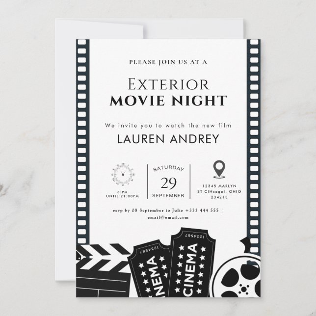 Outdoor Movie Night Invitation Einladung (Vorderseite)