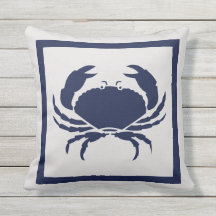 Outdoor Nautical CRAB Navy Blue auf grau