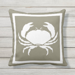Outdoor Nautical CRAB weiße Marine grau Kissen Für Draußen