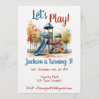 Outdoor Park Playground Kids Birthday Invitation Einladung
