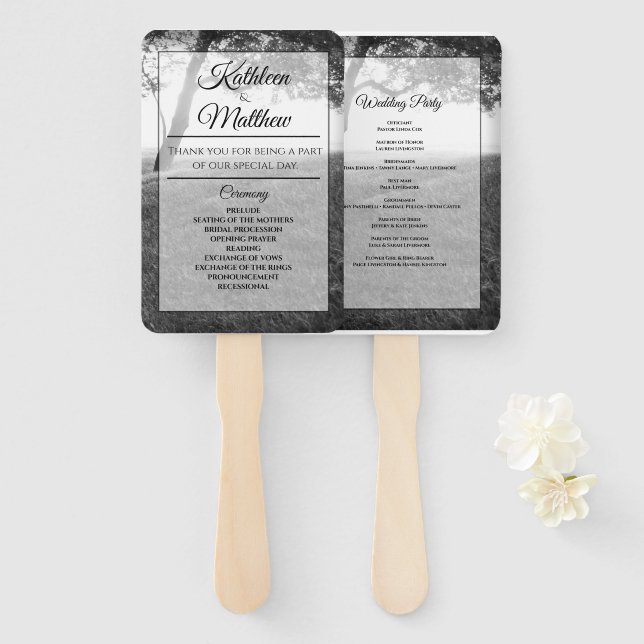 Outdoor Shade Black & White Wedding Programm Fächer (Vorne und Hinten)
