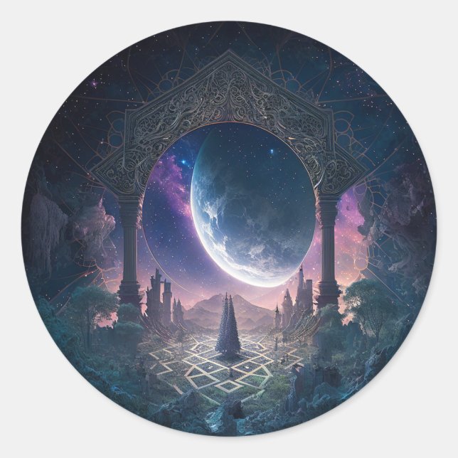 Outdoor Space Surreal Fantasy Art Runder Aufkleber (Vorderseite)