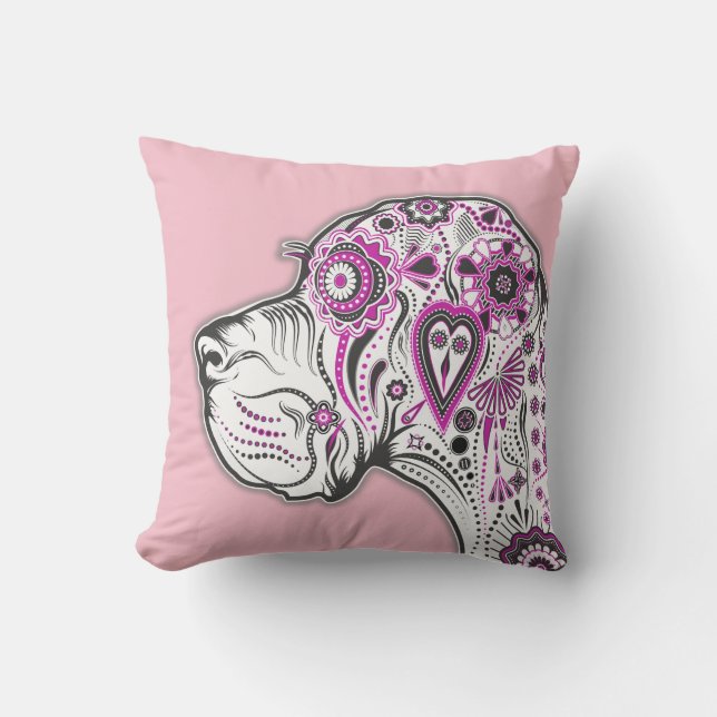 Outdoor Sugar Skull Great Dane Pillow Kissen (Vorderseite)