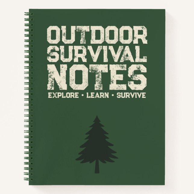 Outdoor Survival Notes Green Forest Notebook Cover Notizbuch (Vorderseite)