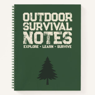 Outdoor Survival Notes Grüner Wald Notizbuchcover Notizbuch