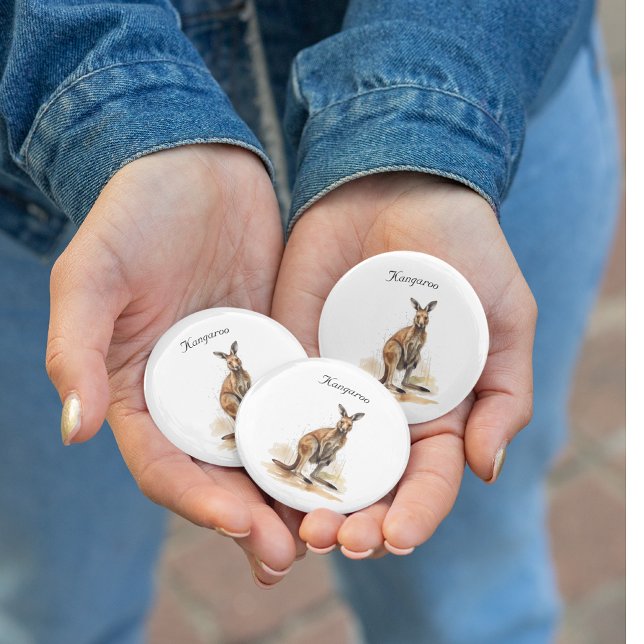 Outdoor Wanderer: Wasserfarbe Kangaroo Brauch Button (Von Creator hochgeladen)