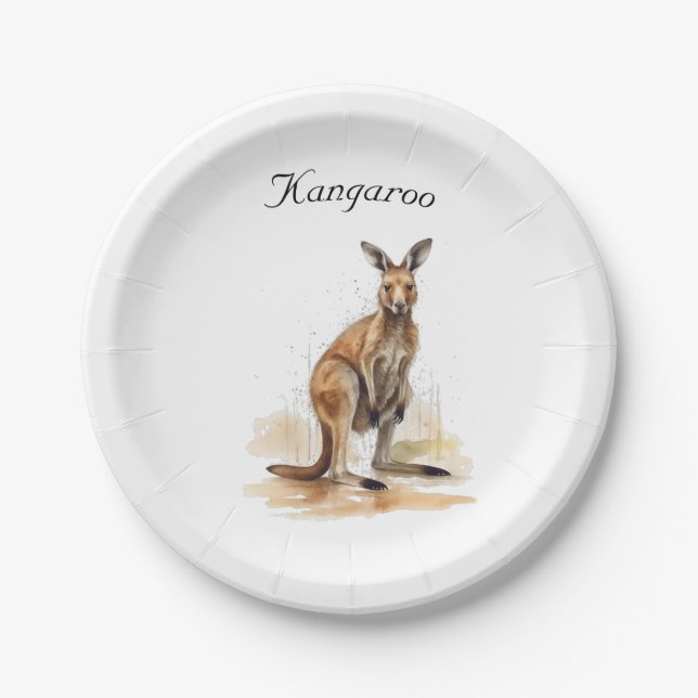 Outdoor Wanderer: Wasserfarbe Kangaroo Brauch Pappteller (Vorderseite)