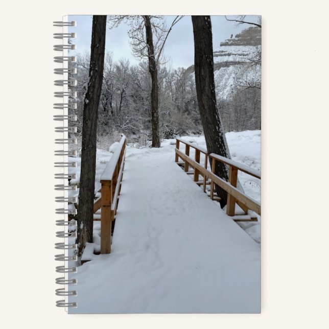 Outdoor Winter Scene Snow Bridge Notizbuch (Vorderseite)