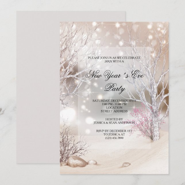 Outdoor Winters Snowboard Silvesterabend Party Einladung (Vorne/Hinten)