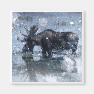 Outdoorsmanwinterwildnistier-Stierelche Magnet
