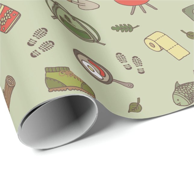 Outdoorsy Adventure Woodland Wilderness Pattern Geschenkpapier (Rolleneckpunkt)