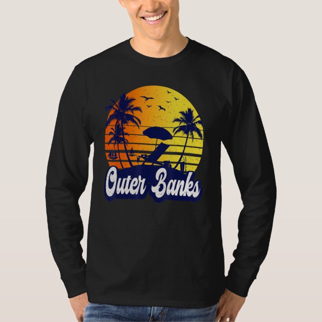 Outer Banks Carolina Sunset Beach Retro T-Shirt (Vorderseite)