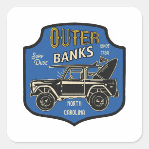 Outer Banks NC Badge Quadratischer Aufkleber