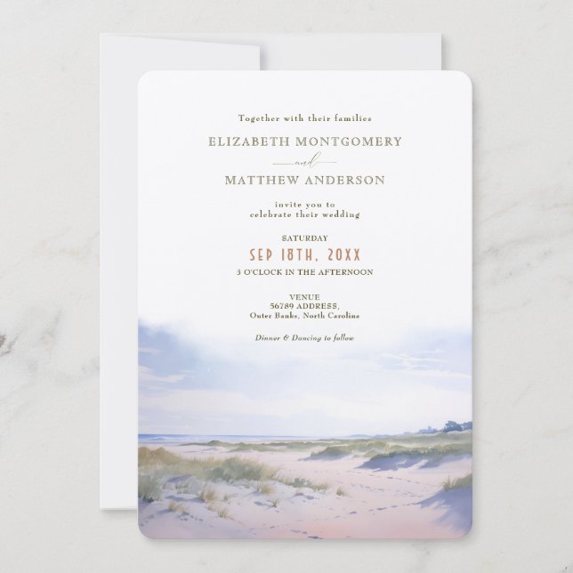 Outer Banks NC Hochzeit Einladung (Vorderseite)