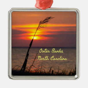 Outer Banks North Carolina Beach Sunset Orange Sky Ornament Aus Metall