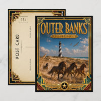 Outer Banks North Carolina Vintage Art Deco Golden