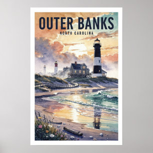 Outer Banks North Carolina Vintage Reise Poster
