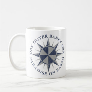 Outer Banks OBX Kompass Navyblau Silber Vintage Kaffeetasse