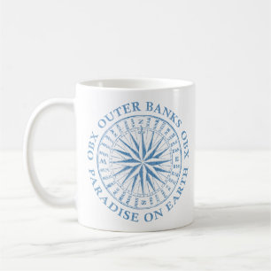 Outer Banks OBX Nautischer Kompass Blau Vintage Kaffeetasse