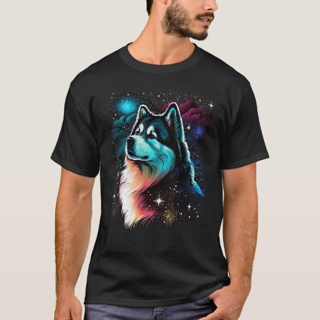 Outer Space Alaskan Malamute on Astronaut Alaskan  T-Shirt (Vorderseite)