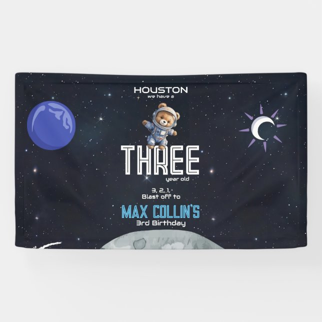 Outer Space Astronaut Any Age Birthday Banner (Horizontal)