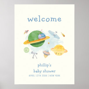 Outer Space Astronaut Junge Baby Shower Willkommen Poster