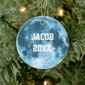 Outer Space Astronomy Astronaut Custom Name Moon Keramik Ornament